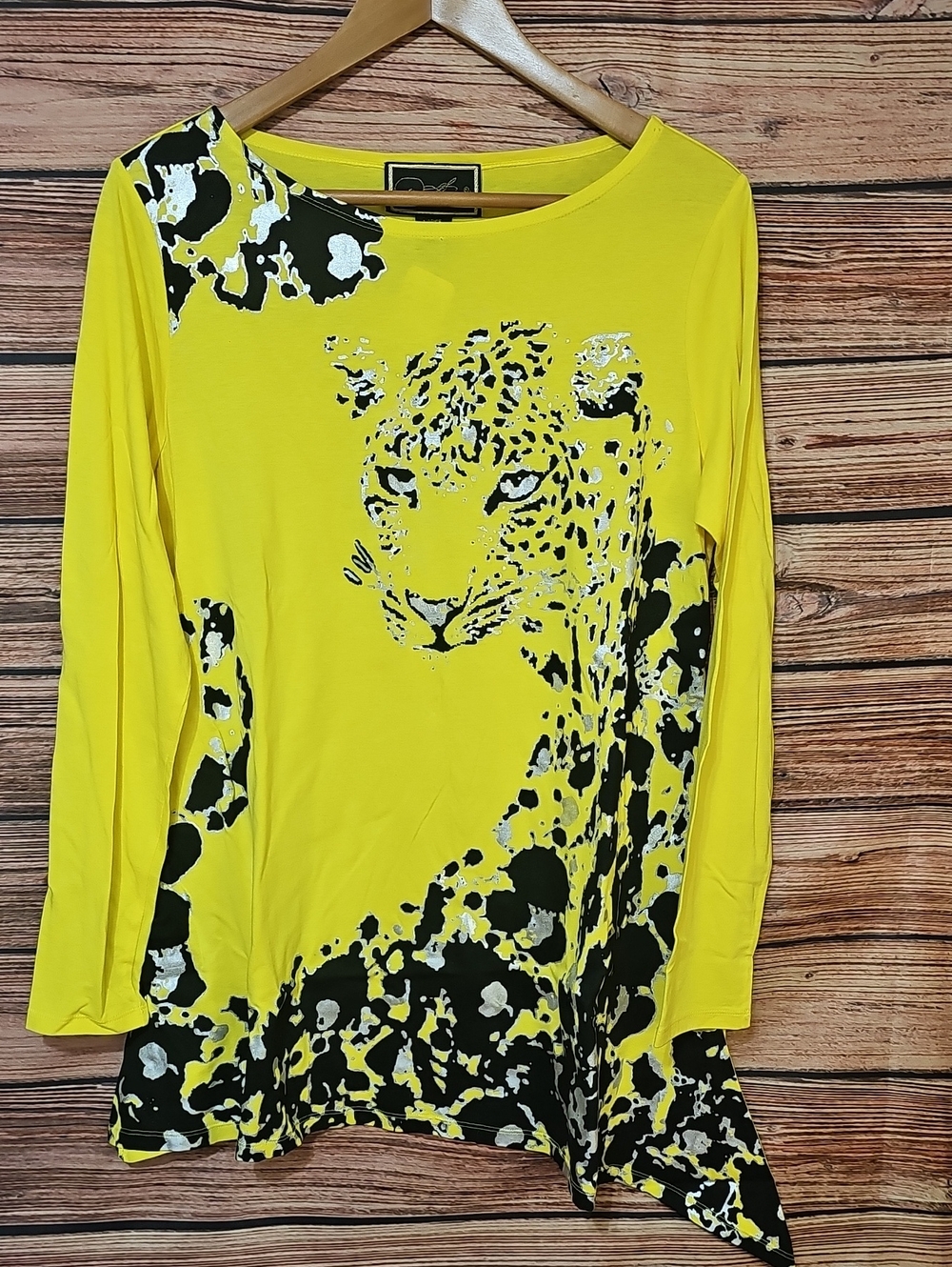 Bold Yellow Leopard-Print Long Sleeve Tee by (no brand)